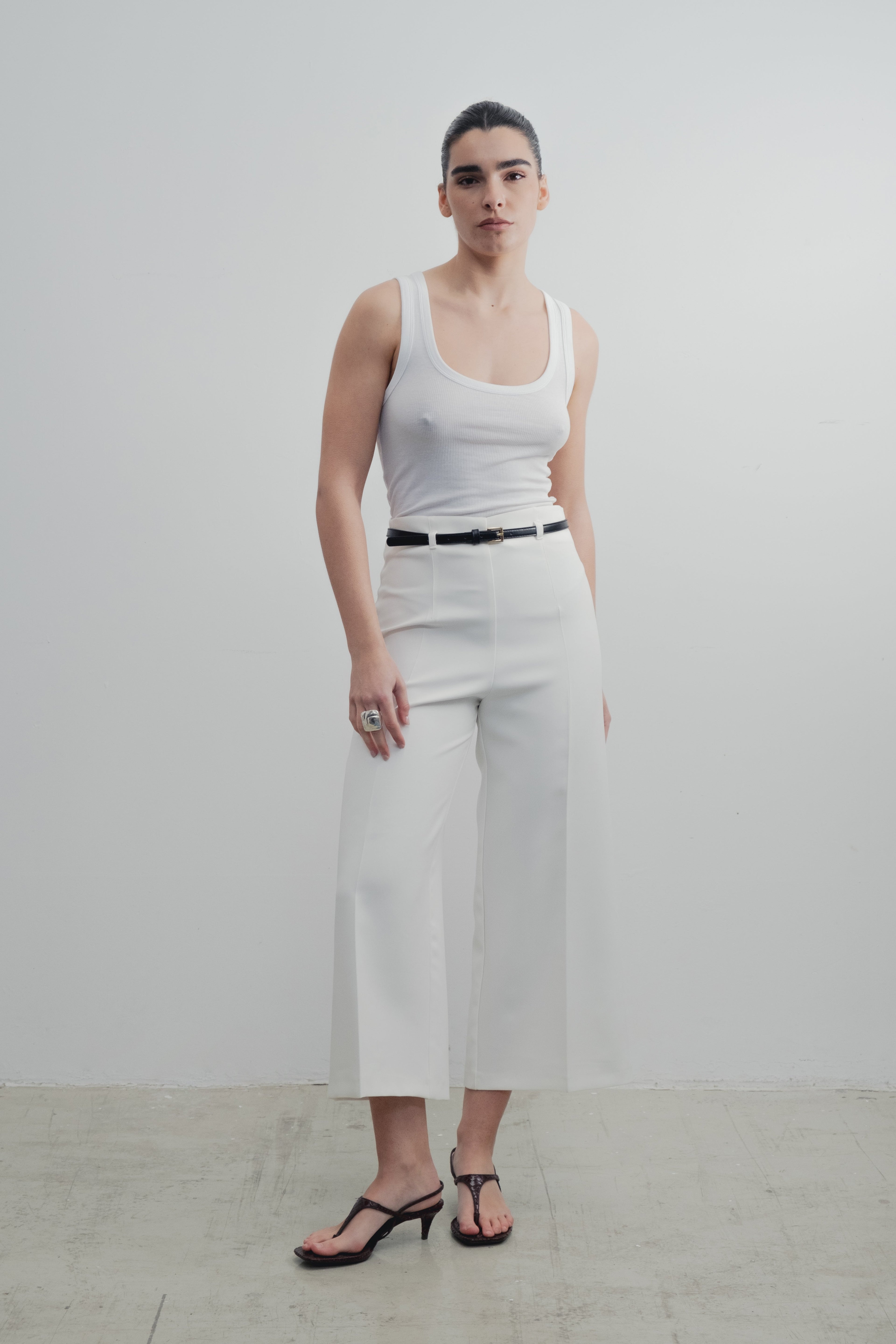 CALÇA CULOTTE COM CINTO CRU
