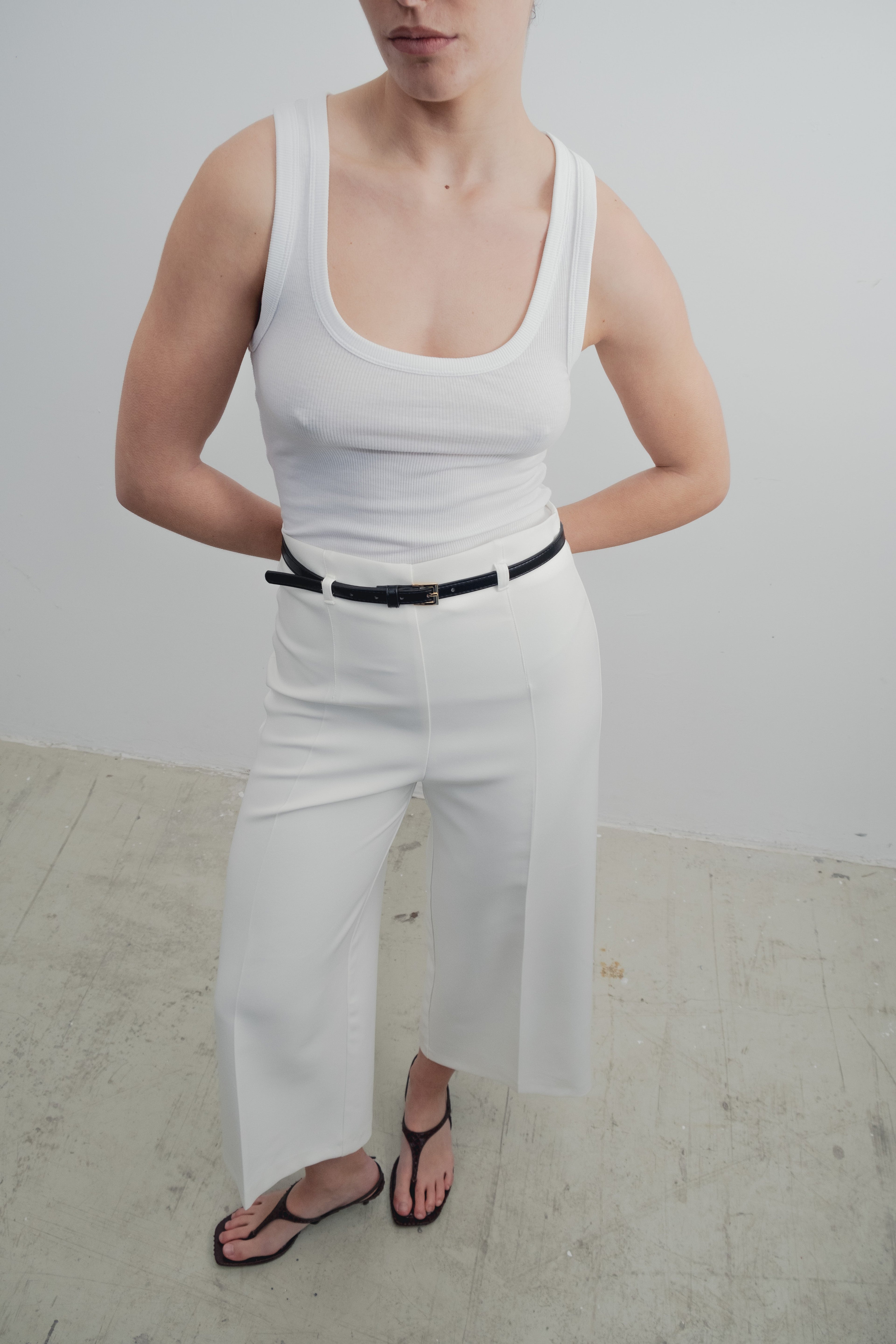 CALÇA CULOTTE COM CINTO CRU