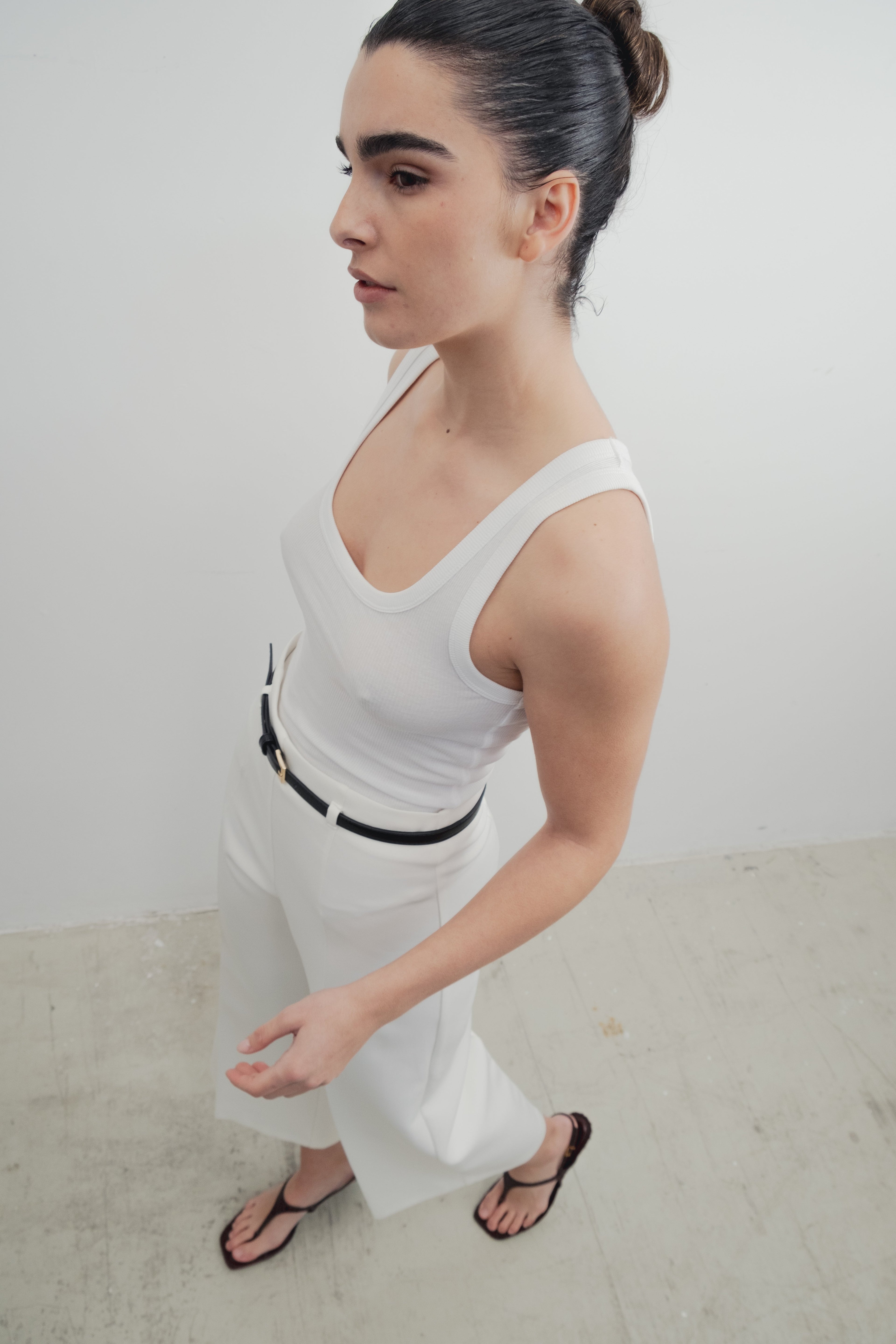 CALÇA CULOTTE COM CINTO CRU