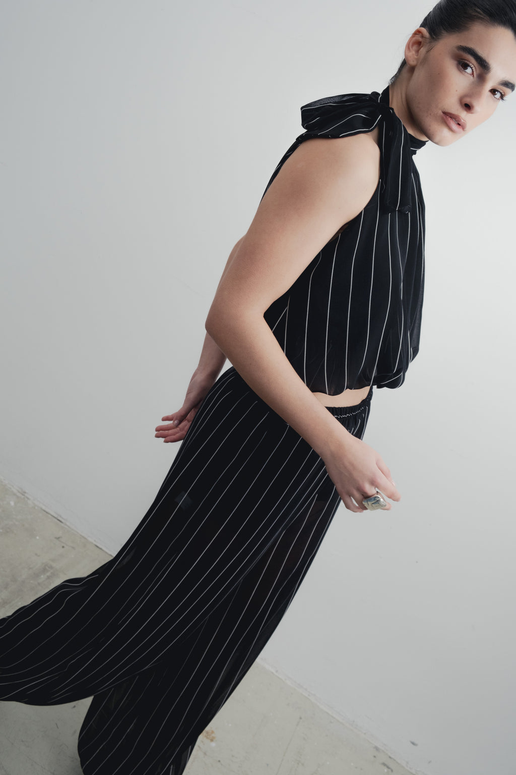 CONJUNTO CALÇA E TOP LISTRADO BUMPER