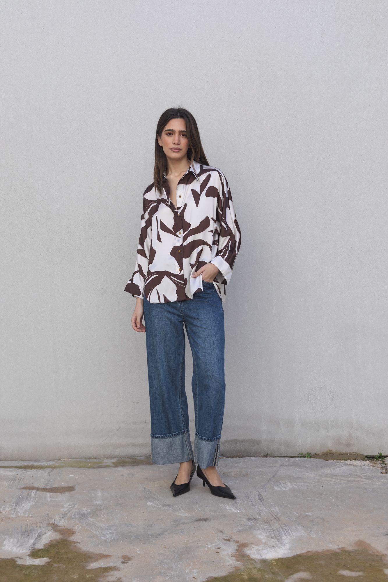 BLUSA DE CETIM ESTAMPADA