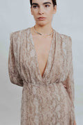 VESTIDO DE CHIFFON COM ESTAMPA ANIMAL