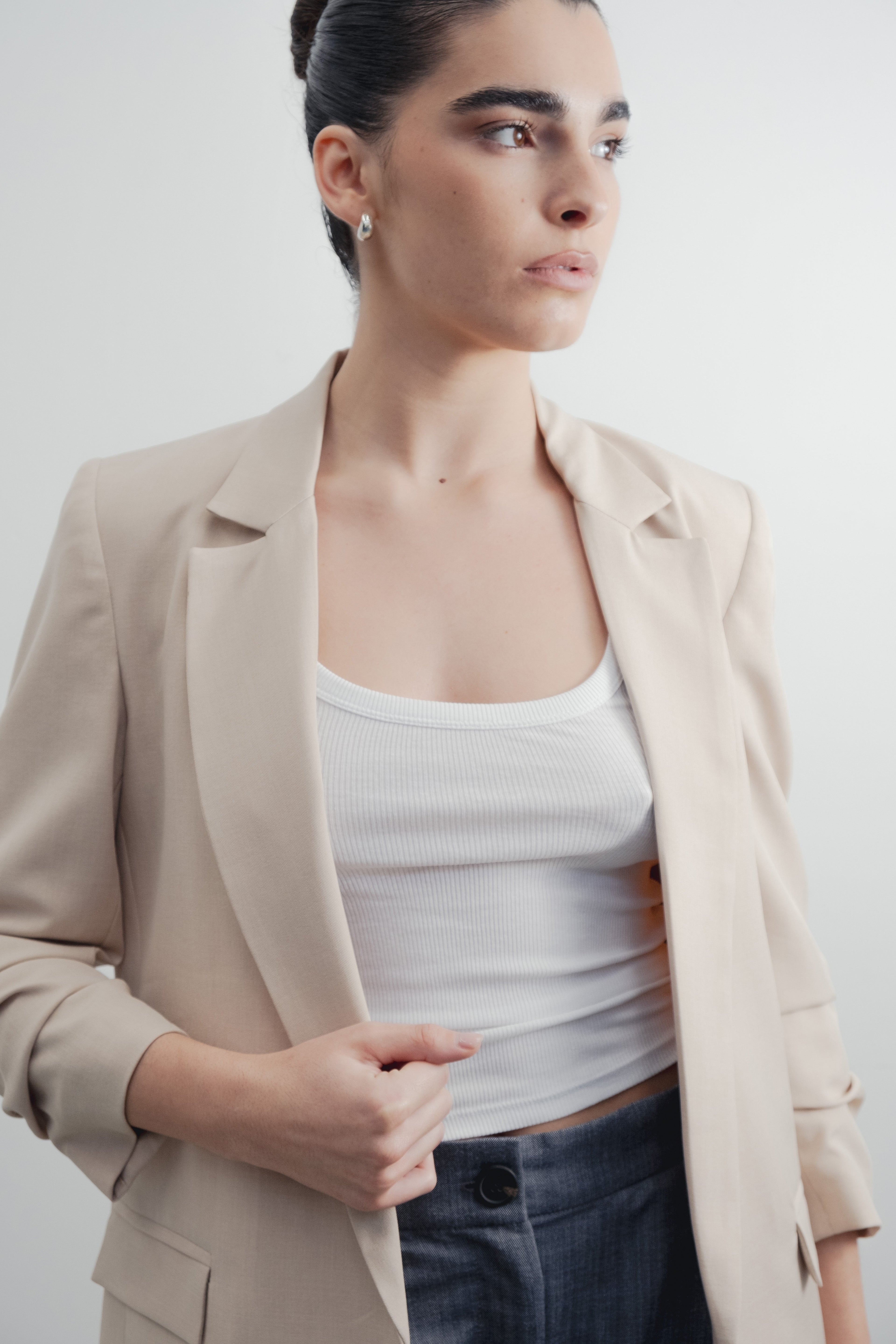 BLAZER FLUIDO COM MANGA ARREGAÇADA