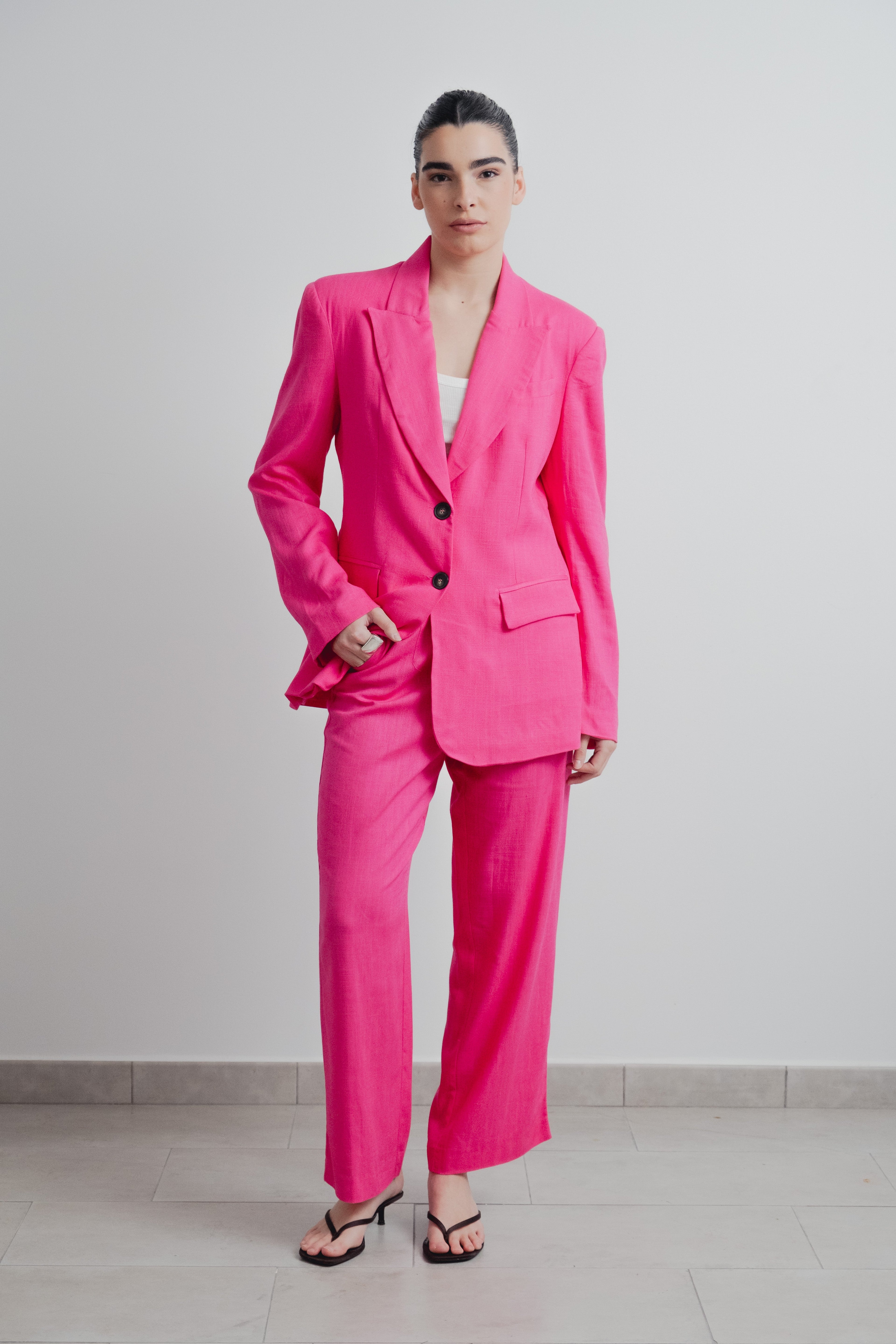 BLAZER DE LINHO FÚCSIA