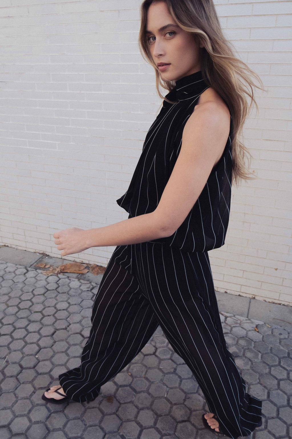 CONJUNTO CALÇA E TOP LISTRADO BUMPER