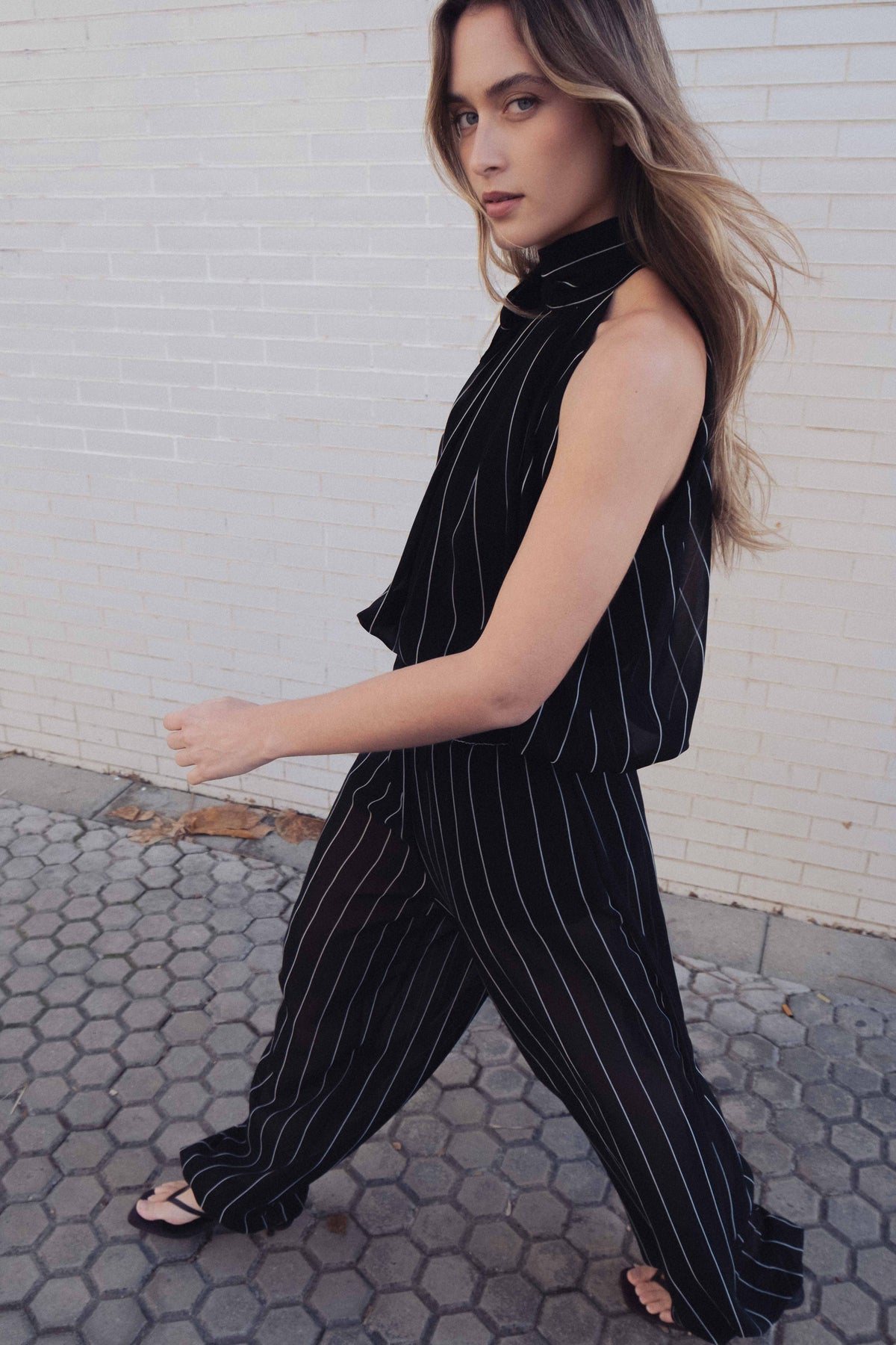 CONJUNTO CALÇA E TOP LISTRADO BUMPER